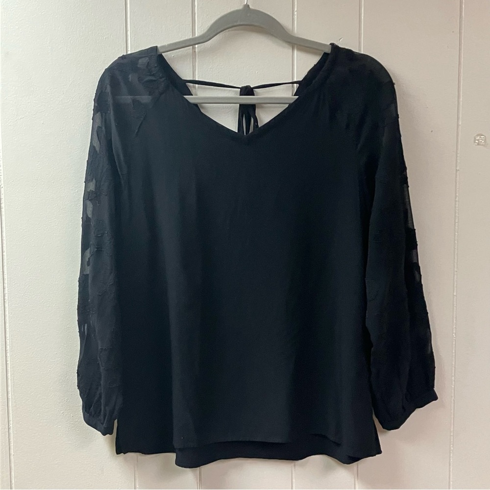 LOFT Whimsigoth Lace Witchy Blouse Women Medium Black Feminine Fairy Romantic